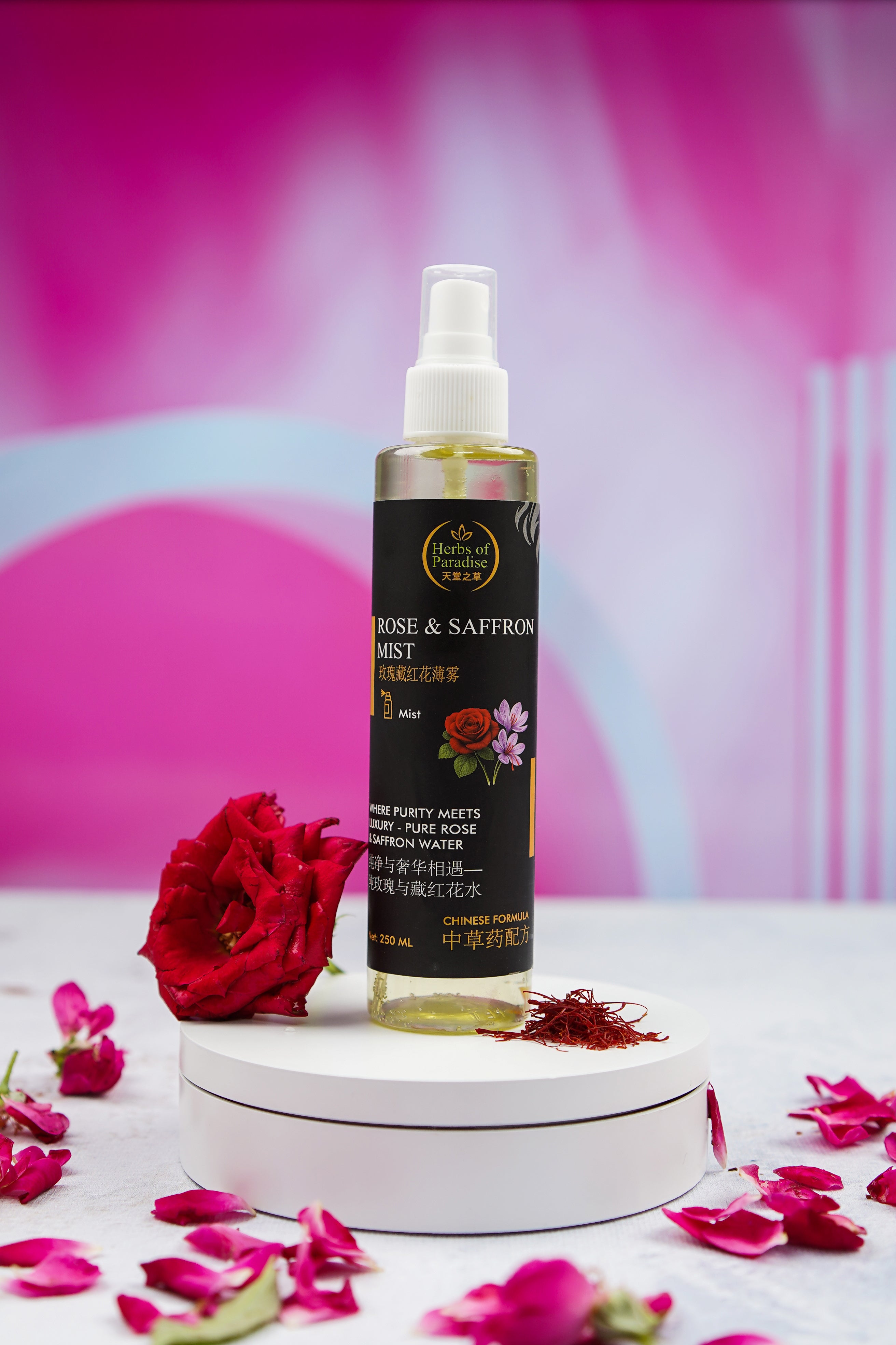 HERBS OF PARADISE ROSE & SAFFRON MIST, SKIN MIST, NODY MIST, WHITENING, TONER, PRESS ON NAILS
